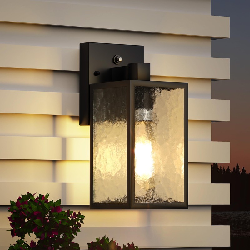 WIHTU Dusk to Dawn Outdoor Lighting Fixtures, Black Exterior Front