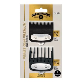 Pack Peines Guía Filarmonica 1/2" 1 1/2" Con Clip Metal Negro