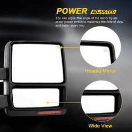 OCPTY Tow Mirror for 2007-2014 for Ford F-150 F150 Pickup Truck Pair Set Power Heated Puddle Signal Manual Telescopic Towing Mirrors (RH+LH)