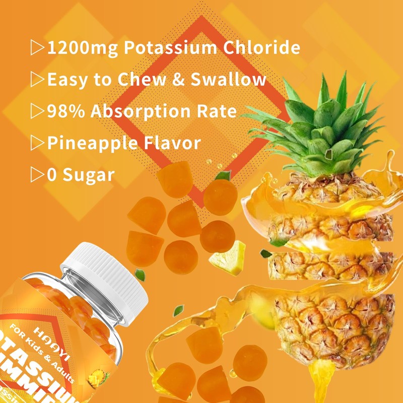 HAAYI 1200mg Potassium Chloride Supplement Gummies for Adults Women Men，High