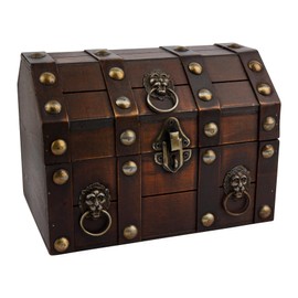 RP Remarkable Power, Large Treasure Chest Wooden Treasure Box Vintage Jewelry Box Large Trinket Storage Chest Box with Lock and Lids