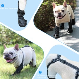 Waterproof Dog Boots for Small/Medium Dogs -Dog Paw Protectors Dog Suspender Boots Anti-Slip Pet Shoes for Outdoor Walking, Reflective Stay-On,Dirt-Proof Comfortable Booties (Black, L-X)