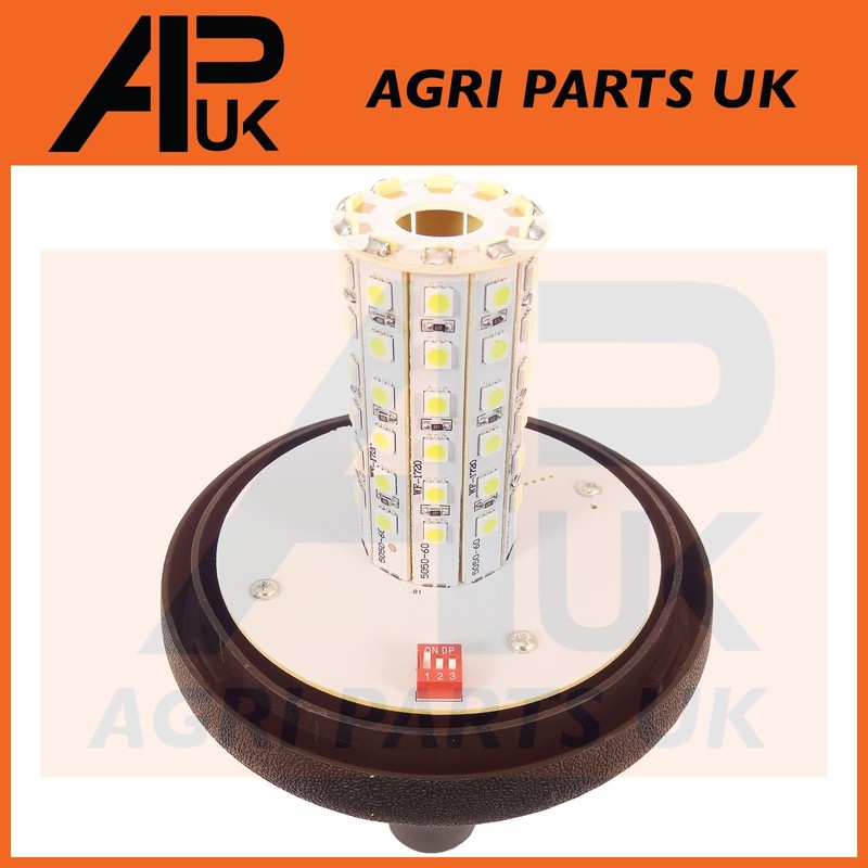 LED Rotating Flashing Amber Beacon Flexible DIN Pole Mount Tractor