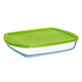 Pyrex Cook & Store Glass rectangular Dish shallow version high resistance with lid 28x20x5 cm