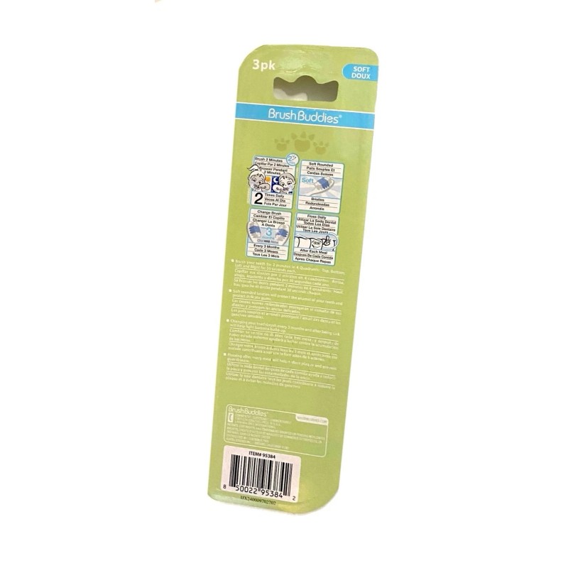Brushbuddies Soft Toothbrushes Dino Dinosaurs 3 Count Pack -
