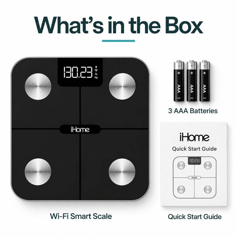 iHome Digital WiFi Smart Scale for Body Weight, Weight Scale,