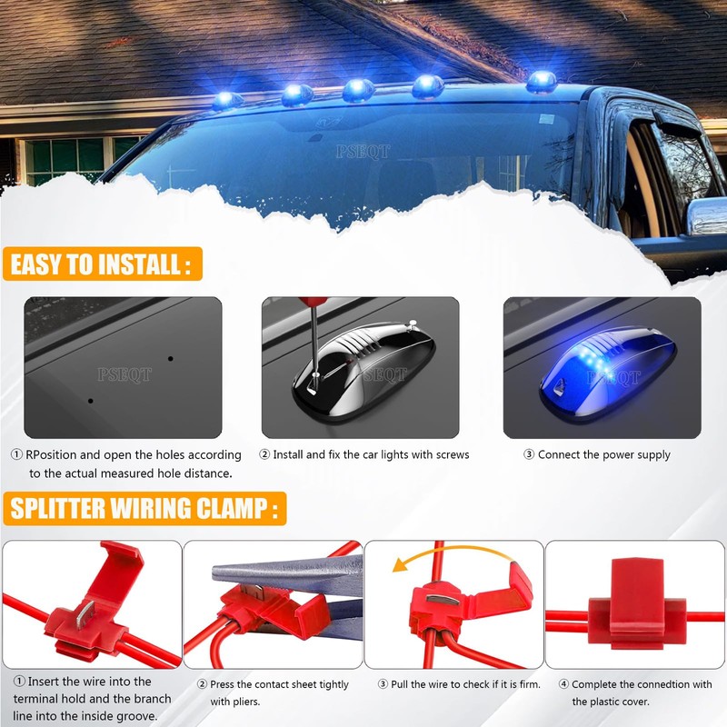 PSEQT 5Pcs 24LED Cab Roof Top Marker Running Clearance LED