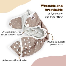 Mama Koala Fundas reutilizables para pañales de tela ajustables con doble refuerzo, cierre a presión, tamaño M (simplemente neutro)