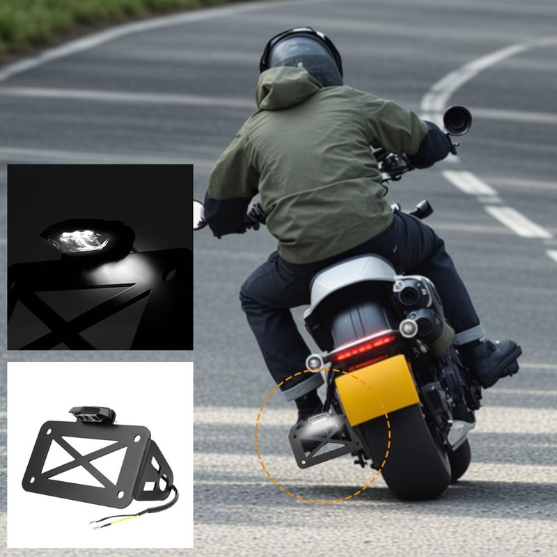 KACEPAR Motorcycle Side Mount LED Tail Light License Plate Holder
