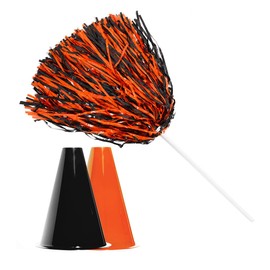 Anderson's School Spirit,Orange and Black Pom Poms and Megaphones Set, Plastic Megaphones, Sports Fan Gear, Football Game, Cheerleader Accessories, Team Spirit Products, 12 Pieces