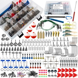 L PATTERN 269 Pieces Fishing Accessories Set Complete Professional Fishing Accessories Box Kit, Fishing Accessories Set Includes Fishing Hooks, Floats, Lead Shot, Blinker and Other Fishing Accessories