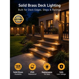Gardenreet Solid Brass Deck Light, 12V, Bronze, Bulb Not Included, 1 Pack