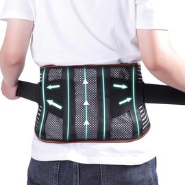 lefeke 腰 サポーター バンテリン加圧 腰コルセット 二重加圧式 調節可能 軽薄 腰椎ベルト メッシュ通気 蒸れない 腰用 サポートベルト スポーツ 仕事用 作業用 男女兼用 (L)