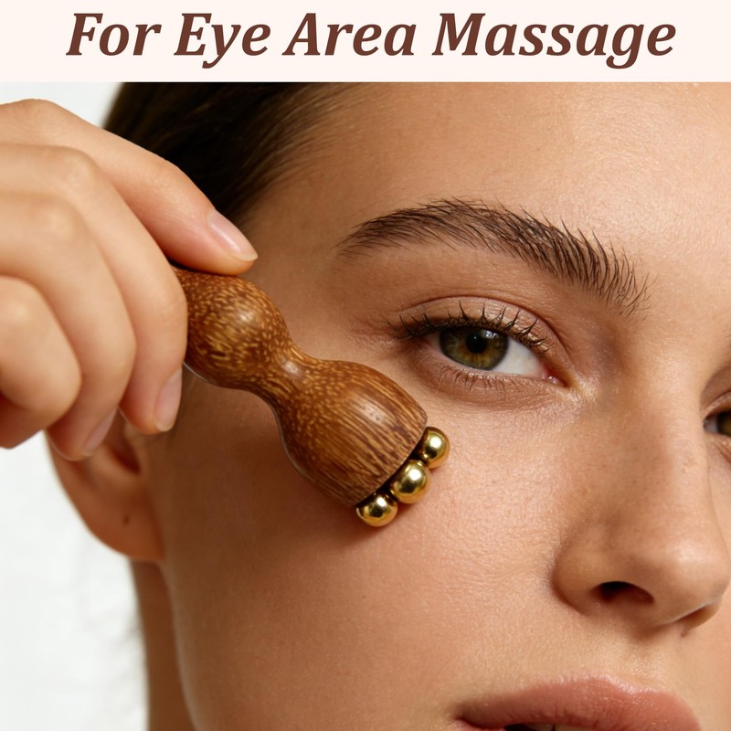 Facial Massage Tool Set 2pcs Sandalwood Eye Massager with 5