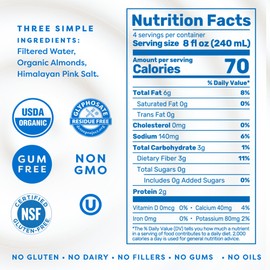 MALK Almond Milk Unsweetened (32oz, Pack of 6) - Shelf Stable Organic Almond Milk, Non GMO, Whole 30, Dairy Free, Vegan, Plant Based, No Gums or Fillers - Malk for Smoothies, Cereal, Coffee, Creamer