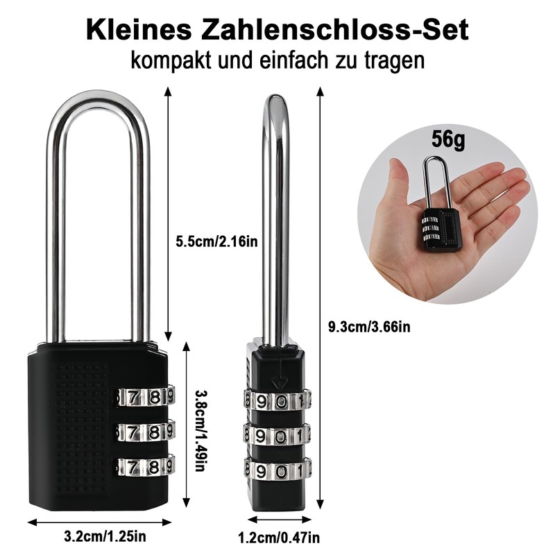 Cieex Padlock Combination Lock, 3 Digit Combination Code Lock, Small