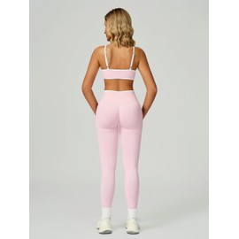 ABOCIW Womens Workout Sets 2 Piece Seamless Color Block Sports Bra Scrunch Butt Lifting High Waist Leggings Gym Set Yoga Pilates Outfits Athletic Work Out Clothes Pink Medium