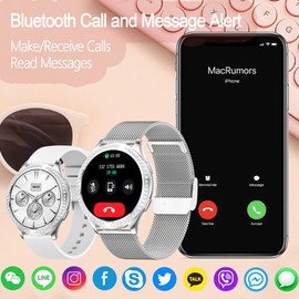 Fashion Diamond Smartwatch for Women Fitness Watch: 1.32" HD Touchscreen (Dial Answer Calls)100+ Sports Modes Fitness Tracker Bluetooth iP67 Waterproof Smartwatch Compatible with Android iOS,53 Silver