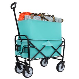 ESPIDOO Foldable Utility Wagon Cart: Heavy-Duty Metal Frame with All-Terrain Wheels for Camping Shopping Beach Picnics - Supports 225lbs Lightweight Collapsible Design for Outdoor Enthusiasts