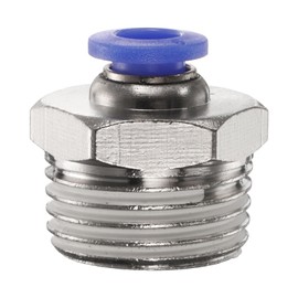 sourcing map 5pcs Push to Connect Fitting 6mm Tube OD x 1/2" NPT Thread Male Straight Quick Connector Copper Air Line Hose Fittings for Industry Air System PC6-N04, Blue