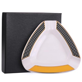 JH& Cigar Ashtray Large Outdoor Ceramics Cigars Ashtray for Patio/Outside/Indoor Ashtray (Off White)