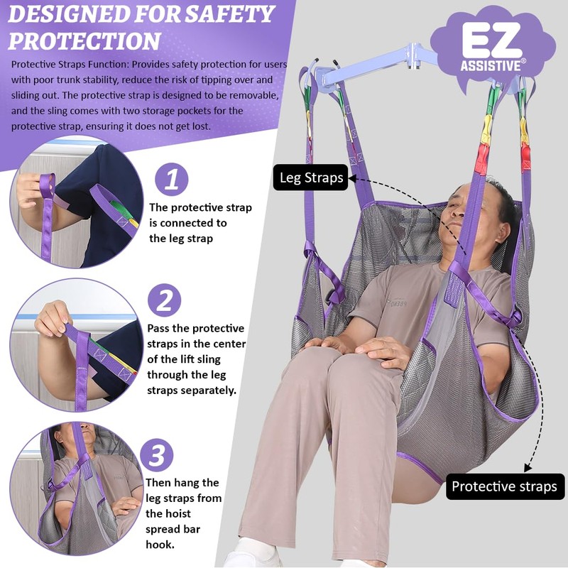 EZ Assistive Patient Lift Sling with Commode Opening, Patient Aid