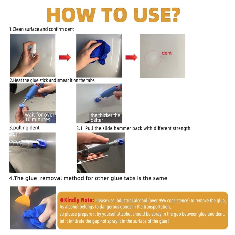 NIUVOCY Dent Puller & Paintless Dent Remover Kit,Slide Hammer T-Bar,Pulling