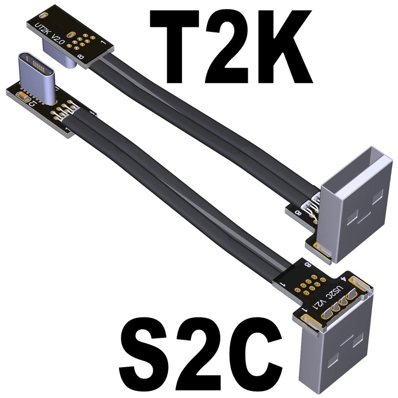 QJJ USB 2.0 Type-A Male to Type-C Male Flat Cable