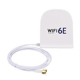 Bingfu WiFi 6E Antenna Tri-Band 2.4GHz 5GHz 6GHz MIMO RP-SMA Male Magnetic Base 8dBi White Antenna with 6.5ft Cable for WiFi Router Wireless Network Card PC Motherboard PCI PCIe Card Security Camera