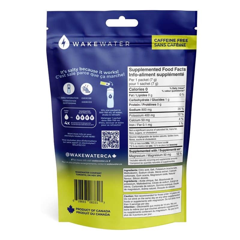 WakeWater Electrolytes Powder | Lemon Lime, 10 x 7g Electrolyte