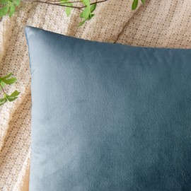 EMEMA Velvet Cushion Cover 30 x 50 cm, Decorative Cushion Cover, Light Blue, Sofa Cushion, Lumbar Cushion, Throw Cushion Cover with Hidden Zip, Bedroom, Sofa, Set of 2