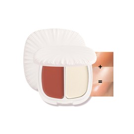 DLZZRS 2 in 1 Highlight Blush Palette, Blendable Blush & Highlighter Set Shimmery Metallic Finish, Long-lasting Waterproof Multi-purpose Contour & Highlight Blush Makeup Palette (03)