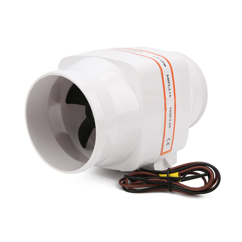4in 270CFM Bilge Air Blower InLine Electric Waterproof White for