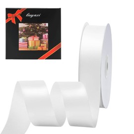 Solid Color Double Faced White Satin Ribbon 1" X 50 Yards, Ribbons Perfect for Crafts, Wedding Decor, Bow Making, Sewing, Gift Package Wrapping and More