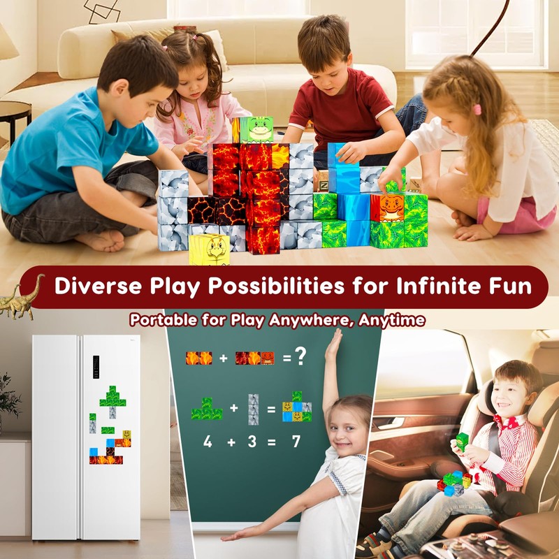 gyttoping Magnetic Blocks, Build Mine Magnet Dinosaur World Set, STEM