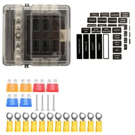 TIYANG 6 Circuits Fuse Block Boat Camper Car Grounding Blocks Truck RV Solar Fuses Box 12 Connectors