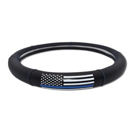 Elektroplate Police Thin Blue Line Premium Steering Wheel Cover - Large, Fits Large SUVs and Trucks