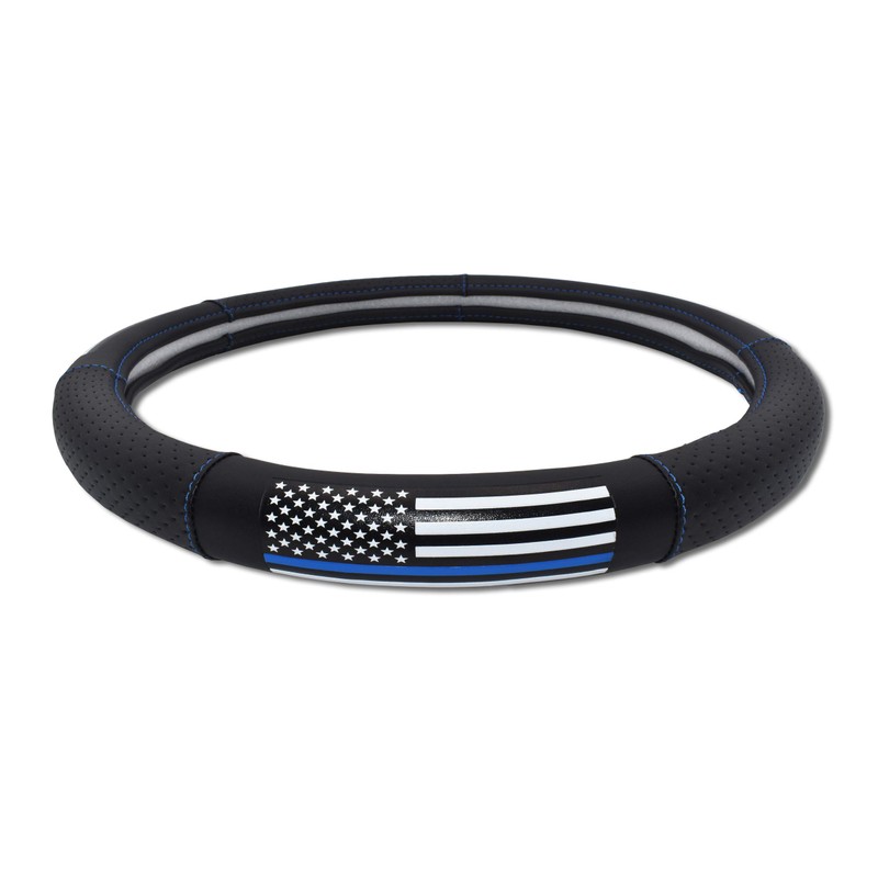 Elektroplate Police Thin Blue Line Premium Steering Wheel Cover -