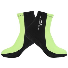 Skyone Dive Neoprene Socks Men Women, 3MM Wetsuit Scuba Socks, Sand Socks Diving Fin Socks Thermal Anti Slip Flexible (3MM Black Green, 2XL)