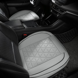 WinxMatrs Leather Front Car Seat Cover - Bottom Car Seat Covers Fully Wrapped, Non-Slip, Luxury Appearance and Comfort, Fits Most Vehicles, 2 Pack, Gray