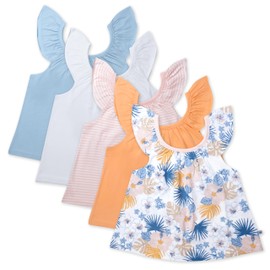 HonestBaby Multipack Puff Sleeve T-Shirts 100% Organic Cotton Infant Baby, Toddler, Little Kids Boys, Girls, Unisex, Maui Floral