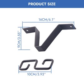 RiseDirectly 2 Pcs Metal V-Shaped Rain Chain Gutter Adapter Clip S-Shaped Hooks Heavy-Duty Connector Holder for Rain Chains Adjustable Adapter for Gutter Chain Downspout Painted Hardware Black