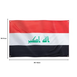 Runesol Iraq Flag, 91 x 152 cm (3 x 5 ft), 4 Eyelets, Iraq National Flag, Mesopotamia, Iraq Country Flag, Premium Flags for Indoor and Outdoor Use, Vibrant Colours, Army Day