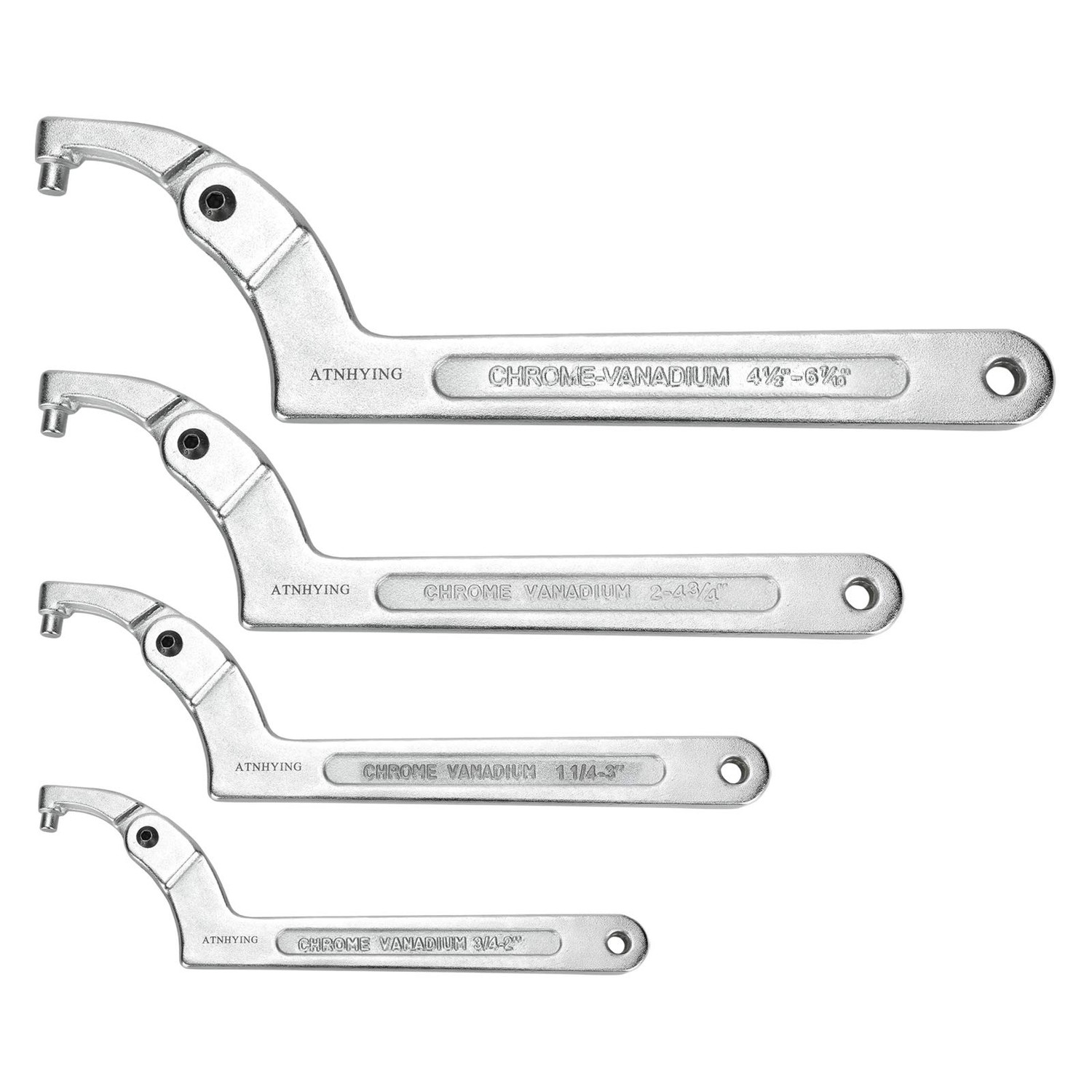 ATNHYING 4 pcs Spanner Wrench Set, Adjustable C Pin Spanner Hook Wrench ...