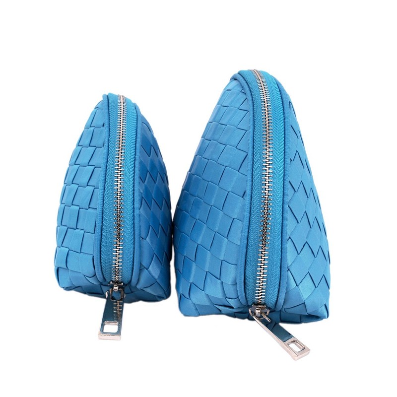 TrendsBlue Premium Interlace Braided Wristlet Cosmetic Makeup Bag Set of