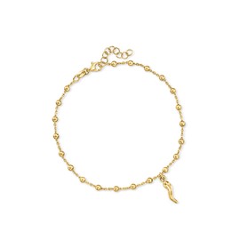 Ross-Simons 18kt Gold Over Sterling Italian Horn Bead Station Anklet. 9 inches