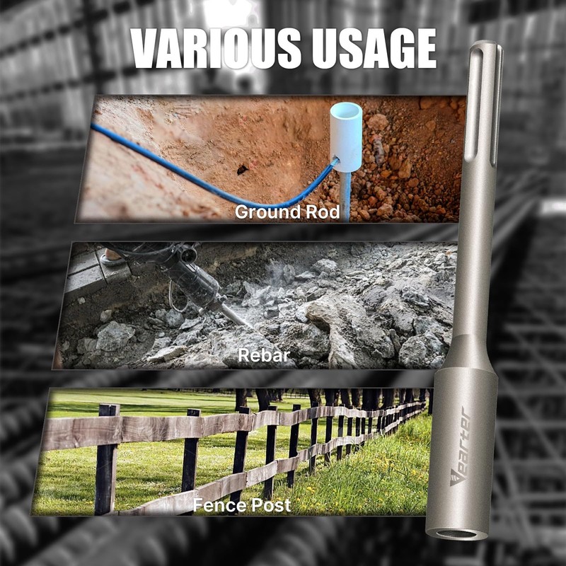 Vearter SDS MAX Shank T-Post Driver for 3/4'' Ground Rods,