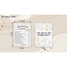 Retirement Party Games, Who Knows The Retiree Best Co-Worker Retirement Party Game Card, Gold Foil Retirement Party Ideas Activities Supplies Decorations(30 Game Cards) - A01