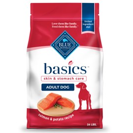 Blue Buffalo Basics Adult Dry Dog Food, Skin & Stomach Care, Limited Ingredient Diet for Dogs, Salmon Recipe, 24-lb. Bag