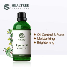 HEALTREE Jojoba Oil 100ml (Australian 100% Pure Cold Pressed Virgin) for Skin, Scalp & Hair Care, Face, Body Massage Essential Oils